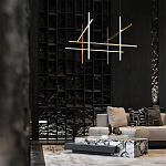 Люстра с 8-ю пересекающимися цилиндрическими плафонами на тонких тросах Trumpet tube варинант исполнения - 8 | Loft Concept в Ульяновске