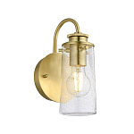 Бра цвета латунь с прозрачным цилиндрическим плафоном из пузырчатого стекла Kichler варинант исполнения - 1 | Loft Concept в Ульяновске