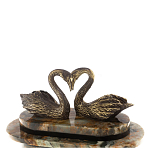 Часы настольные из натурального камня с декором в виде двух лебедей Swans Stone Clock варинант исполнения - 4 | Loft Concept в Ульяновске