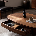 Кофейный стол овальный из дерева с 2-мя ящиками Coffee Walnut Table варинант исполнения - 7 | Loft Concept в Ульяновске