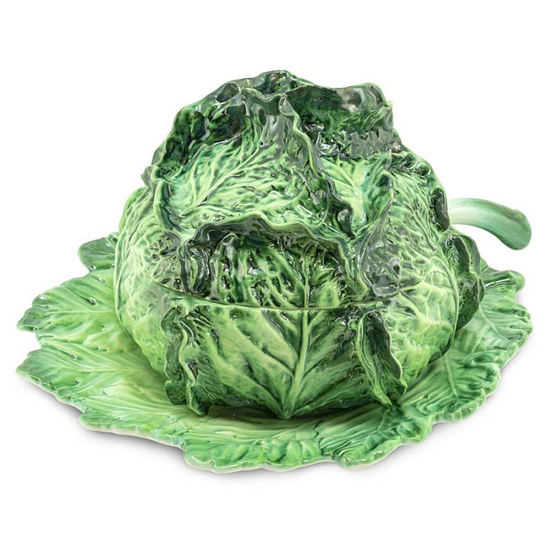 Супница SOUP BOWL CABBAGE W/PLATE D25 Зеленый Супница SOUP BOWL CABBAGE W/PLATE D25 Зеленый в Ульяновске | Loft Concept