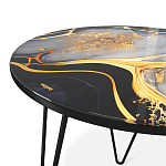 Стол журнальный с круглой столешницей из стекла Gold and Black Marble варинант исполнения - 3 | Loft Concept в Ульяновске