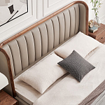 Кровать двуспальная с мягким изголовьем Moon Walnut Bed варинант исполнения - 5 | Loft Concept в Ульяновске