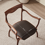 Стул деревянный с мягким сиденьем из коричневой натуральной кожи Moon Walnut Furniture варинант исполнения - 10 | Loft Concept в Ульяновске