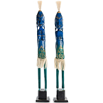 Комплект из 2-х деревянных статуэток Asmat Statuettes Blue Green варинант исполнения - 1 | Loft Concept в Ульяновске