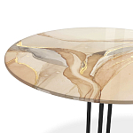 Стол журнальный круглый с бежевой столешницей из стекла Beige Marble варинант исполнения - 3 | Loft Concept в Ульяновске