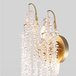 Бра с хрустальными прозрачными подвесками и круглым основанием золотого цвета FAIRYTREE Light варинант исполнения - 3 | Loft Concept в Ульяновске