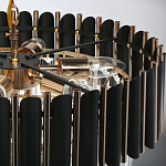 Люстра из черного металла с многоярусными подвесками из прозрачного хрусталя на золотой цепи Empire Black Chandelier Crystal варинант исполнения - 11 | Loft Concept в Ульяновске