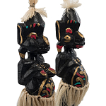 Комплект из 2-х деревянных статуэток Asmat Straw Headdress Statuettes Multicolor варинант исполнения - 5 | Loft Concept в Ульяновске