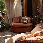 Кушетка круглая с обивкой из велюра коричневая Milky Brown Chair варинант исполнения - 8 | Loft Concept в Ульяновске