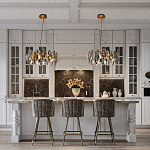 Люстра подвесная круглая с овальными подвесками из стекла дымчатого цвета Harlow Crystal Round варинант исполнения - 6 | Loft Concept в Ульяновске