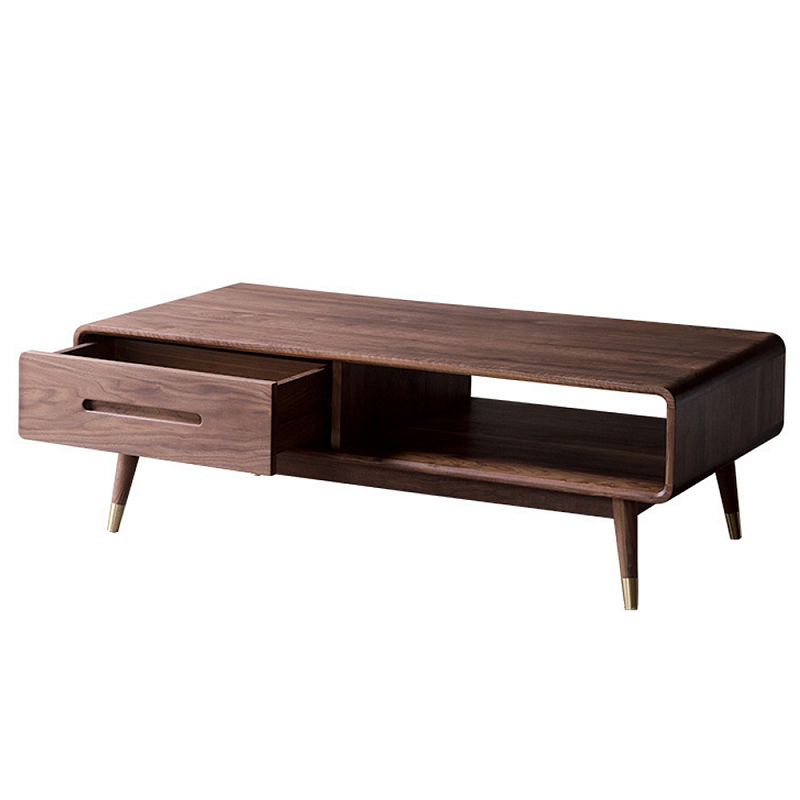 Кофейный стол из дерева с ящиком и нишей для хранения Coffee Walnut Table Орех Кофейный стол из дерева с ящиком и нишей для хранения Coffee Walnut Table Орех в Ульяновске | Loft Concept