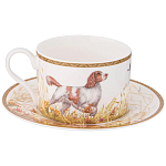 Чайная пара из фарфора с изображением собаки и зайцев 300 мл Hunting Porcelain Collection 2 варинант исполнения - 1 | Loft Concept в Ульяновске