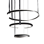 Люстра подвесная с 3-мя кольцами из кожаных ремней черного цвета Half Ring Horizontal  варинант исполнения - 1 | Loft Concept в Ульяновске