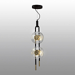 Подвесной светильник с 2-мя прозрачными стеклянными плафонами и золотистыми центральными вставками Virelia  варинант исполнения - 4 | Loft Concept в Ульяновске