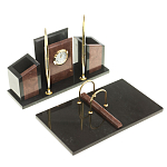 Настольный письменный набор из лемезита и змеевика с часами Royal Accessory варинант исполнения - 2 | Loft Concept в Ульяновске