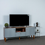 ТВ-тумба серая из массива бука с 2-мя дверками и ящиком Wenge Light варинант исполнения - 7 | Loft Concept в Ульяновске