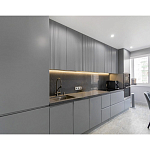 Прямой серый кухонный гарнитур с фрезерованным фасадом Idelle Kitchen Set варинант исполнения - 3 | Loft Concept в Ульяновске