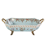 Блюдо прямоугольное из голубого фарфора с ручками и рисунком птиц и цветов Blue Garden варинант исполнения - 1 | Loft Concept в Ульяновске