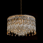 Люстра круглая с хрустальными подвесками на золотистом каркасе Roul Crystal Light варинант исполнения - 4 | Loft Concept в Ульяновске