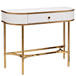 Консоль с ящиком белая с золотом Textured White Console with Gold варинант исполнения - 1 | Loft Concept в Ульяновске