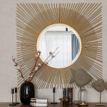 Зеркало-солнце круглое с золотыми лучам Sunrise варинант исполнения - 2 | Loft Concept в Ульяновске