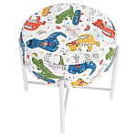 Пуф детский круглый с принтом на 4-х белых ножках Dinosaurs CHILDHOOD варинант исполнения - 3 | Loft Concept в Ульяновске