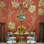 Обои с вышивкой ручной работы Deco Flowers Original colourway on wool sateen варинант исполнения - 1 | Loft Concept в Ульяновске