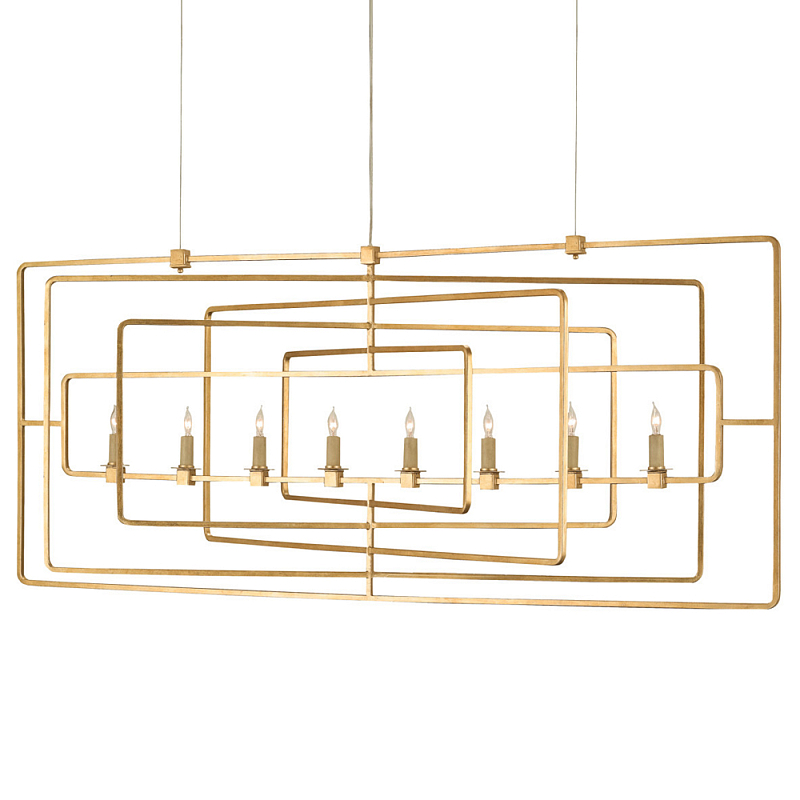 Люстра золотая из пересекающихся прямоугольных элементов Thin Intersecting Rectangles Золотой в Ульяновске | Loft Concept 