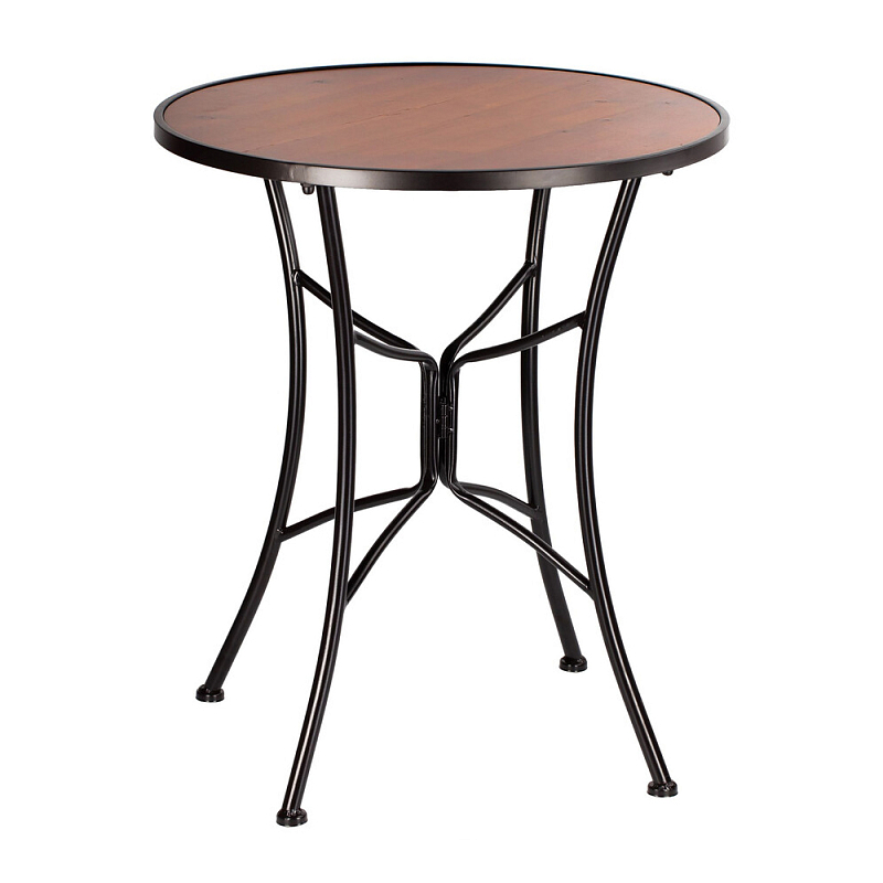 Столик приставной с круглой столешницей на металлическом черном основании Scenical Table Черный Коричневый в Ульяновске | Loft Concept 