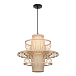 Подвесной светильник фигурный из деревянных прутьев с плафоном из натуральной ткани Light Inside the Cell варинант исполнения - 4 | Loft Concept в Ульяновске