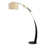 Торшер с изогнутой черной металлической ножкой и цилиндрическим абажуром из ткани Arched Metal Base  варинант исполнения - 1 | Loft Concept в Ульяновске