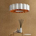 Люстра круглая фактурная в сочетании белого и золотого цвета Wide Stripes of Ribbon варинант исполнения - 5 | Loft Concept в Ульяновске