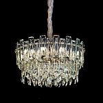 Круглая люстра с хрустальными подвесками на золотистом каркасе Gorgeous Crystal Light варинант исполнения - 1 | Loft Concept в Ульяновске