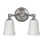 Бра для ванных комнат с 2-мя белыми плафонами в форме колокола на круглом основании цвета хром Feiss варинант исполнения - 1 | Loft Concept в Ульяновске