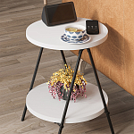 Стол приставной с 2-мя круглыми белыми столешницами ESSEL SIDE TABLE WHITE варинант исполнения - 9 | Loft Concept в Ульяновске