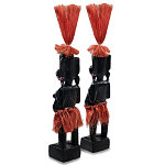 Комплект из 2-х деревянных статуэток Asmat Red Straw Headdress Statuettes варинант исполнения - 2 | Loft Concept в Ульяновске