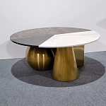 Дизайнерский журнальный стол с круглой столешницей на 3-х геометрических ножках Lehumod варинант исполнения - 1 | Loft Concept в Ульяновске