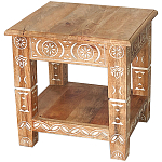 Кофейный стол из массива манго с резьбой Vallez Grey Mango Coffee Table варинант исполнения - 1 | Loft Concept в Ульяновске