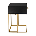 Приставной столик с резным узором на выдвижном ящике Black Table Carved Pattern варинант исполнения - 5 | Loft Concept в Ульяновске