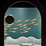 Обои с вышивкой ручной работы Deco Fish Original colourway варинант исполнения - 2 | Loft Concept в Ульяновске