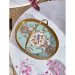 Блюдо овальное с ручкой и голубым фарфоровым дном с цветочным рисунком Blue Garden варинант исполнения - 2 | Loft Concept в Ульяновске