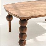 Обеденный стол деревянный с круглыми декоративными элементами на ножках Koko варинант исполнения - 4 | Loft Concept в Ульяновске