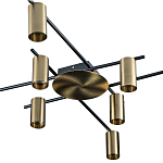 Потолочный светильник с 10-ю цилиндрическими плафонами цвета латунь TRIBES CHANDELIER варинант исполнения - 2 | Loft Concept в Ульяновске