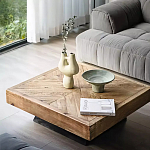 Дизайнерский журнальный стол квадратный с черным трапециевидным основанием Wokab варинант исполнения - 2 | Loft Concept в Ульяновске