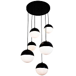 Каскадный светильник с 6-ю плафонами шары Ponzio Flos Cascade  Black Sphere Hanging Lamp варинант исполнения - 1 | Loft Concept в Ульяновске