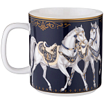 Кружка из фарфора синяя с изображением лошадей 400 мл Porcelain Horse Set варинант исполнения - 1 | Loft Concept в Ульяновске