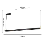 Подвесной светильник линейный вытянутой формы с черным матовым корпусом и золотистыми акцентами Line Pendant варинант исполнения - 1 | Loft Concept в Ульяновске