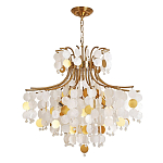 Люстра подвесная с белыми и золотыми круглыми подвесками Диаметр 70 см SHELL Chandelier варинант исполнения - 1 | Loft Concept в Ульяновске