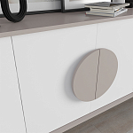 Комод бежево-белый с 4-мя дверцами c декором в виде бежевого круглого элемента на фасаде GORA CONSOLE 180CM LIGHT MOCHA варинант исполнения - 4 | Loft Concept в Ульяновске